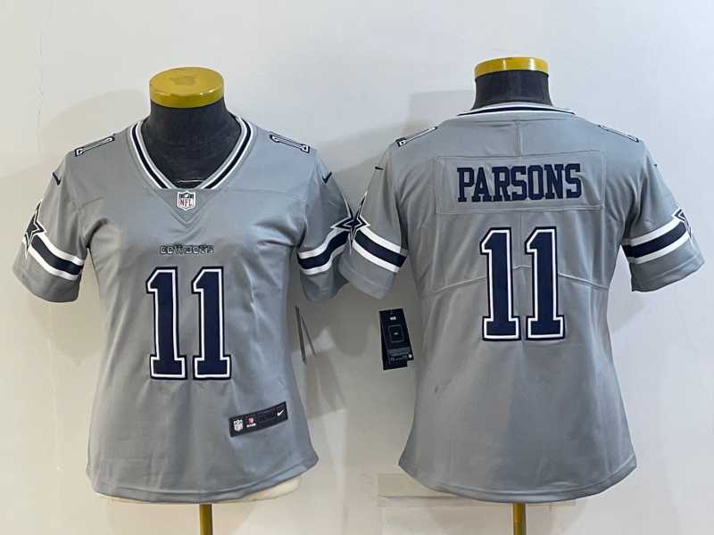 Women%27s Dallas Cowboys #11 Micah Parsons Grey 2020 Inverted Legend Stitched NFL Nike Limited Jersey